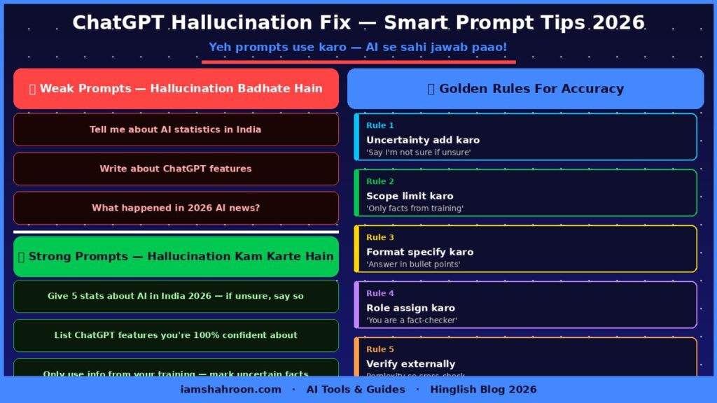 ChatGPT Hallucination Smart Prompt Tips 2026 — Weak vs Strong Prompts